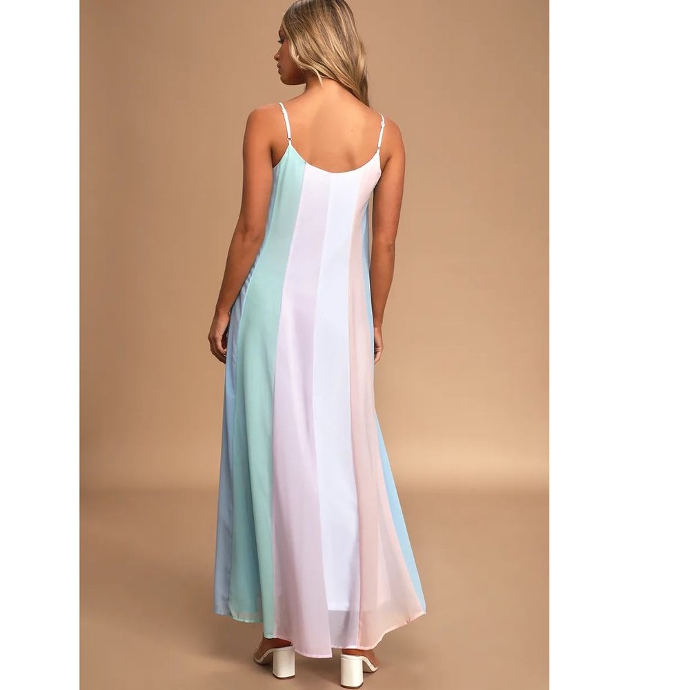 Lulus Days to Remember Pastel Stripe Maxi Dress-S-Fairycore Coastal Event NWT - Picture 10 of 10